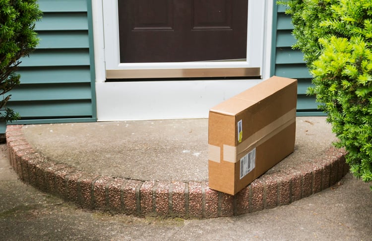 A package with free shipping at its destination